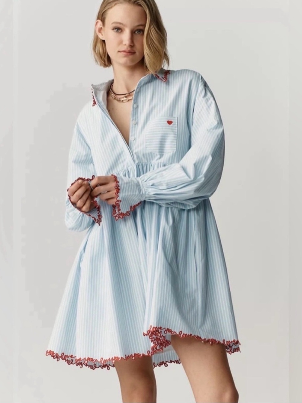 NWT MAEVE LOVE LETTER
EMBROIDERED SWING
SHIRTDRESS - M